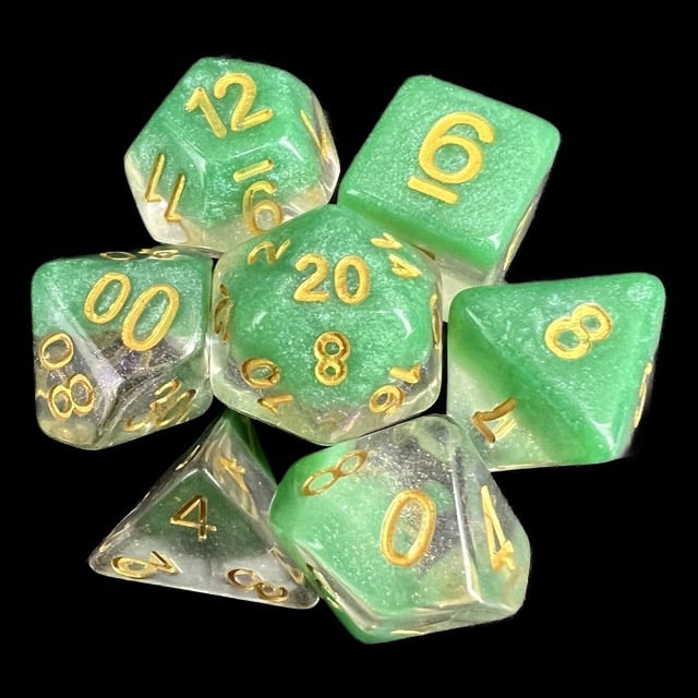 TDSO Snow Globe Glitter Spring Dew 7 Dice Polyset