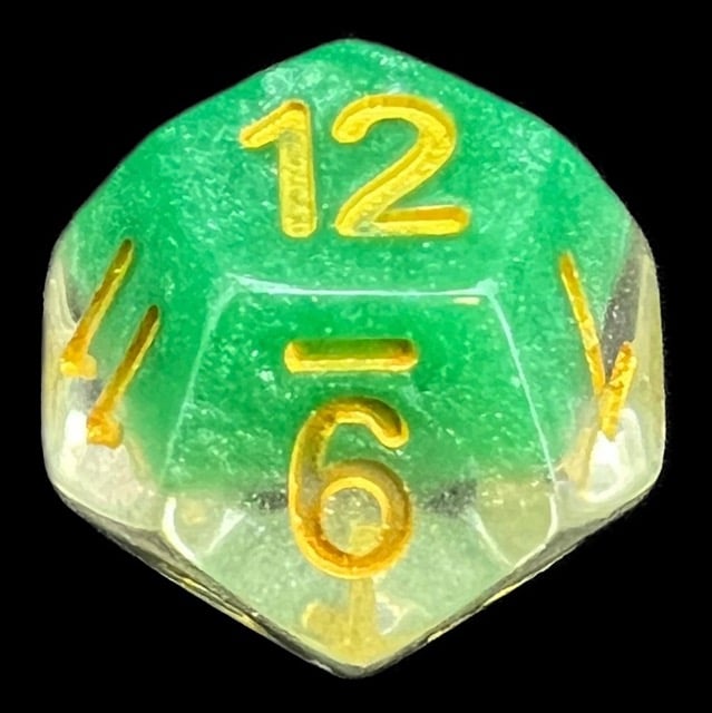 TDSO Snow Globe Glitter Spring Dew D12 Dice