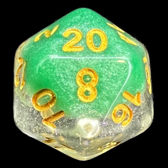 TDSO Snow Globe Glitter Spring Dew D20 Dice