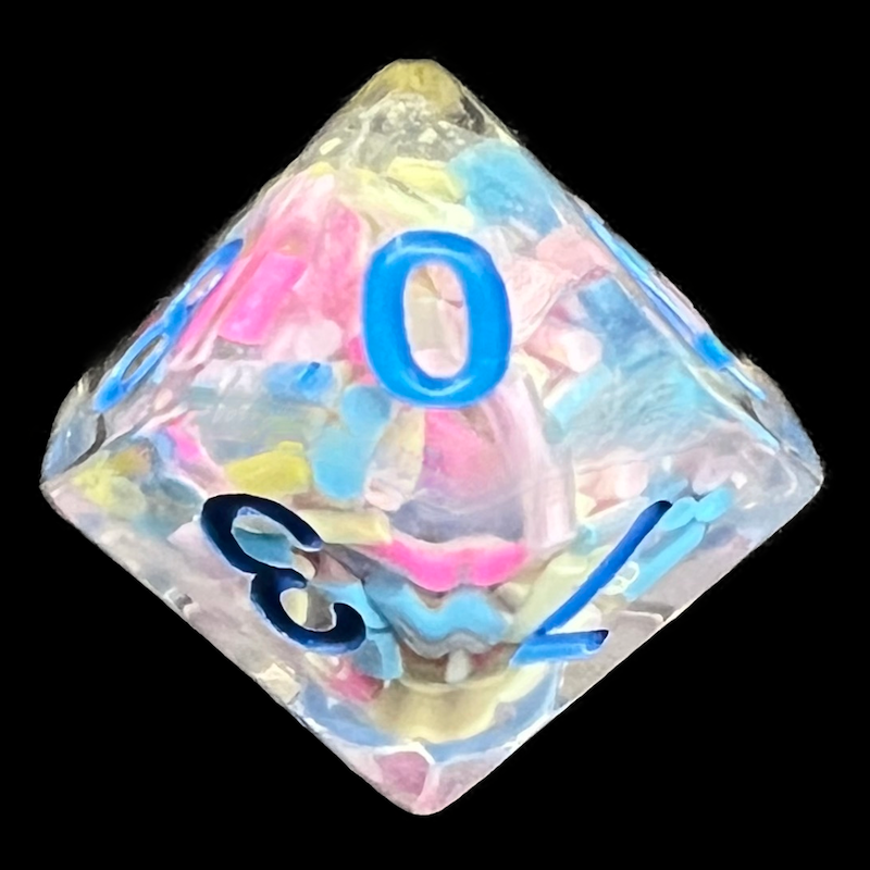 TDSO Sprinkles Multi Coloured & Blue D10 Dice