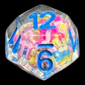 TDSO Sprinkles Multi Coloured & Blue D12 Dice
