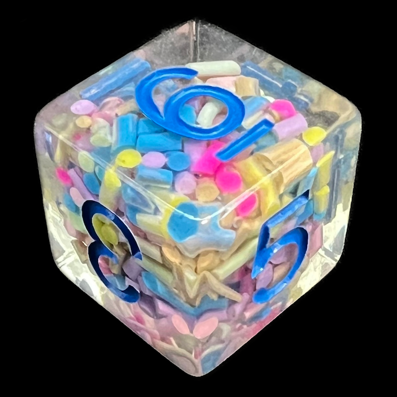 TDSO Sprinkles Multi Coloured & Blue D6 Dice