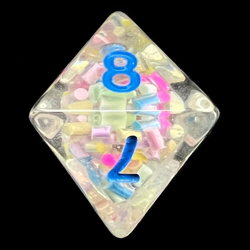 TDSO Sprinkles Multi Coloured & Blue D8 Dice