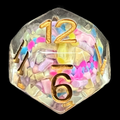 TDSO Sprinkles Multi Coloured & Gold D12 Dice