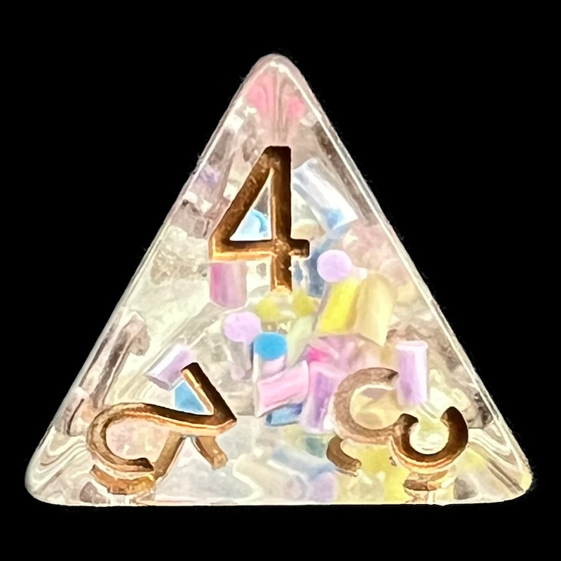 TDSO Sprinkles Multi Coloured & Gold D4 Dice