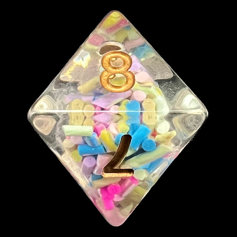 TDSO Sprinkles Multi Coloured & Gold D8 Dice