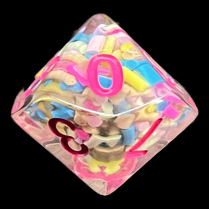 TDSO Sprinkles Multi Coloured & Pink D10 Dice