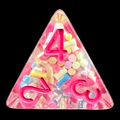 TDSO Sprinkles Multi Coloured & Pink D4 Dice