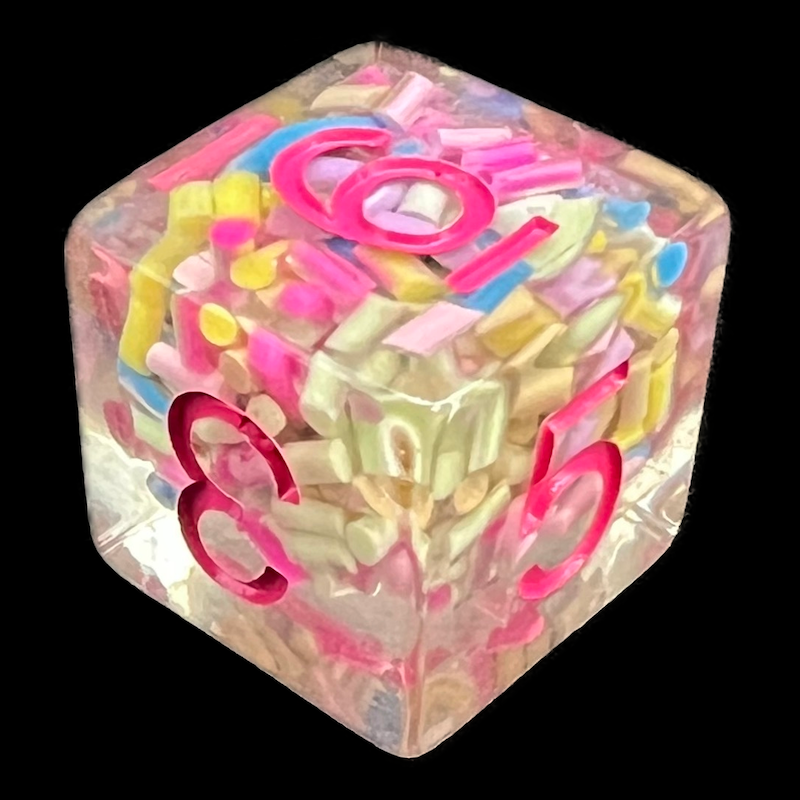 TDSO Sprinkles Multi Coloured & Pink D6 Dice