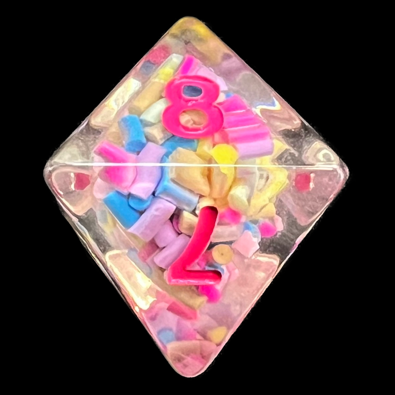 TDSO Sprinkles Multi Coloured & Pink D8 Dice