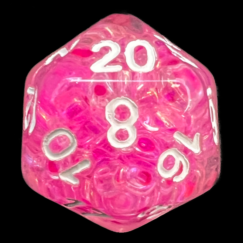 TDSO Sprinkles Pink Pearls D20 Dice
