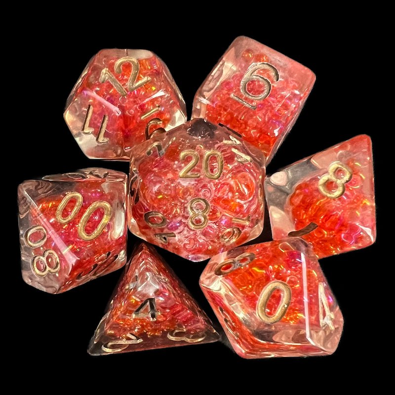TDSO Sprinkles Red Pearls 7 Dice Polyset