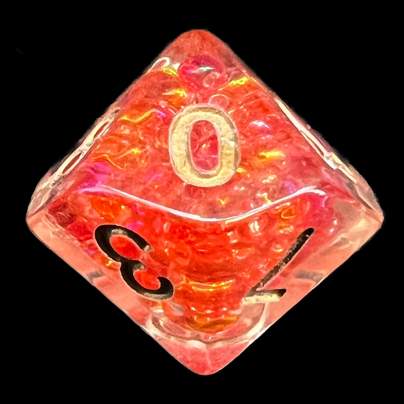 TDSO Sprinkles Red Pearls D10 Dice