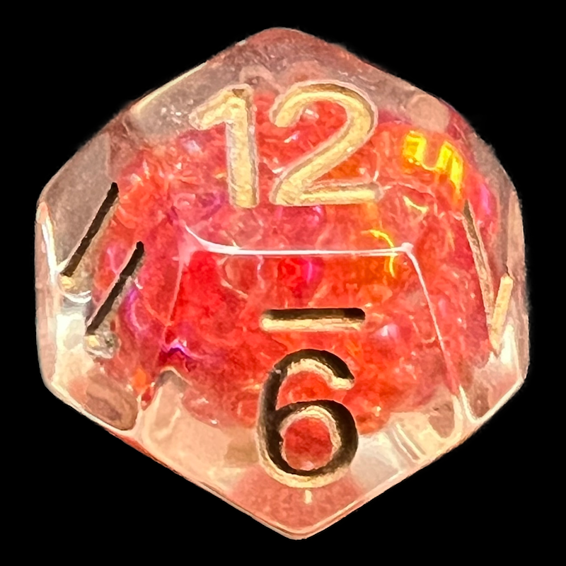 TDSO Sprinkles Red Pearls D12 Dice