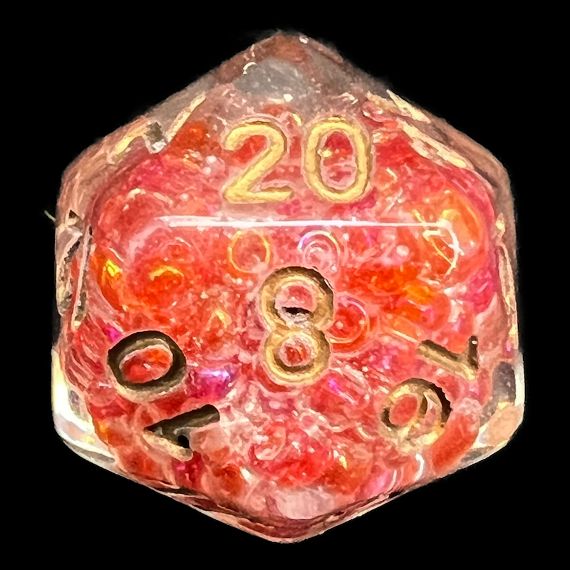 TDSO Sprinkles Red Pearls D20 Dice