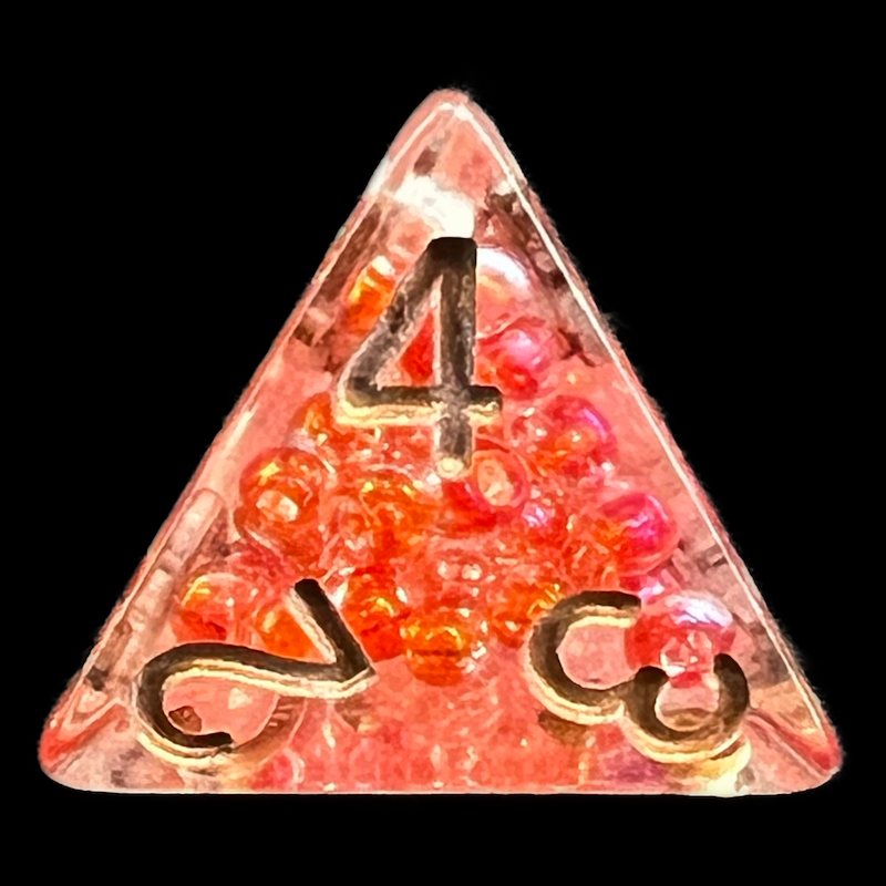 TDSO Sprinkles Red Pearls D4 Dice