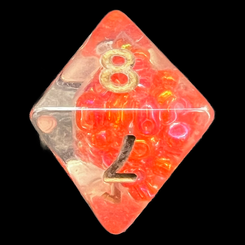 TDSO Sprinkles Red Pearls D8 Dice