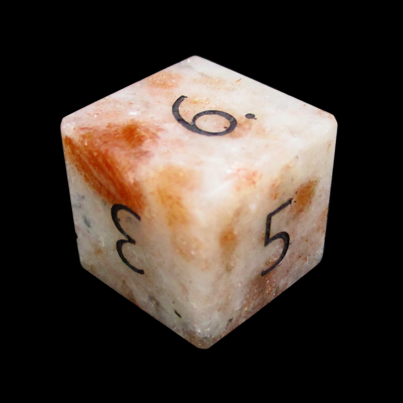 TDSO Gemstone Sunstone & Black D6 Dice