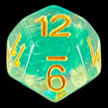 HALF PRICE CLEARANCE TDSO Teal Dragon Scale & Gold D12 Dice