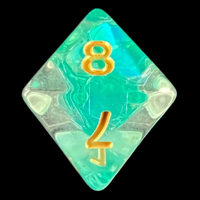 HALF PRICE CLEARANCE TDSO Teal Dragon Scale & Gold D8 Dice