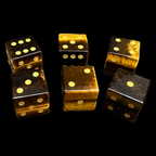 TDSO Gemstone Tiger Eye Gold & Gold 6 x D6 Spot Dice Set In Padded Case