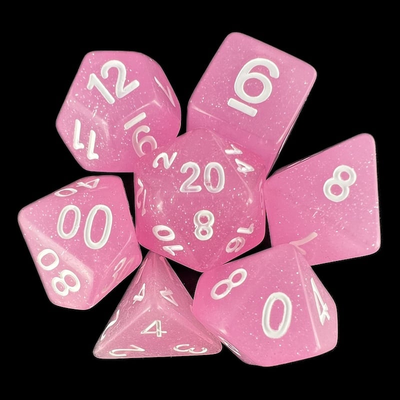 TDSO Translucent Glitter Baby Pink 7 Dice Polyset