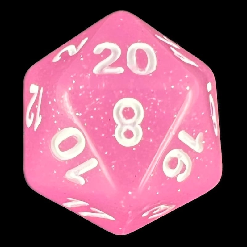 TDSO Translucent Glitter Baby Pink D10 Dice