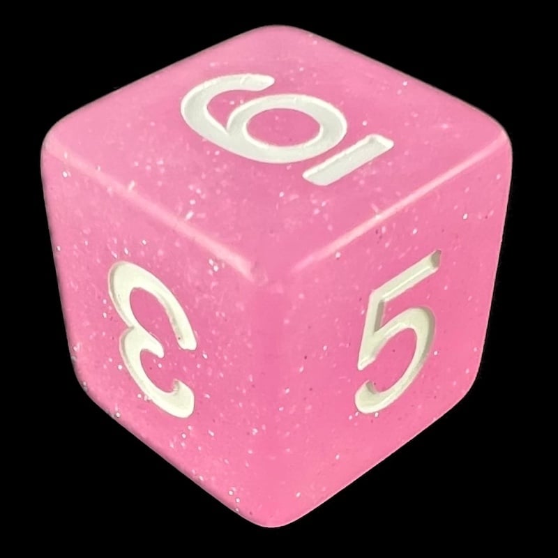 TDSO Translucent Glitter Baby Pink D6 Dice
