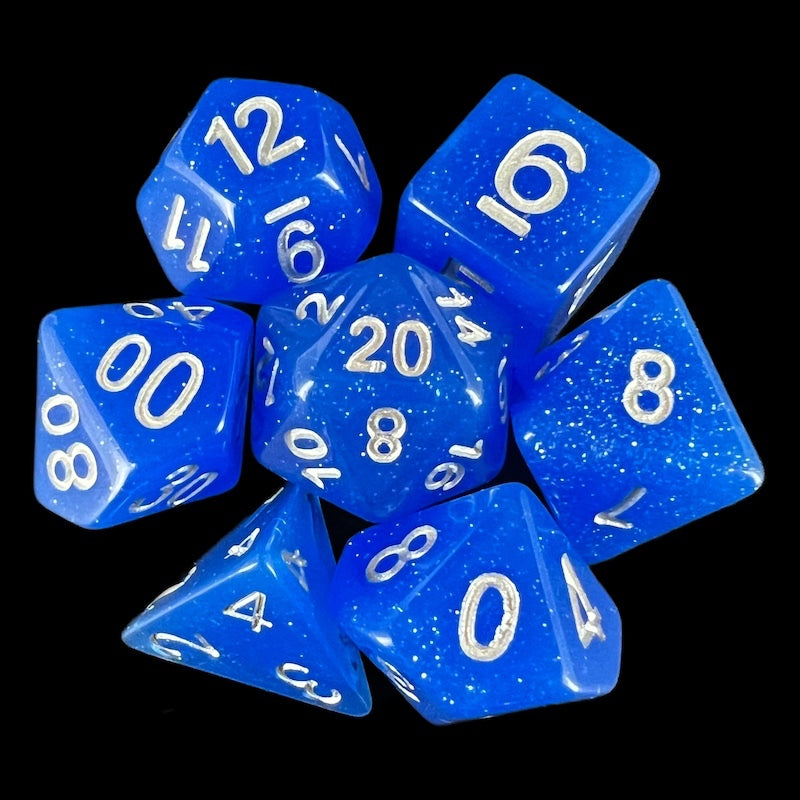 TDSO Translucent Glitter Blue 7 Dice Polyset