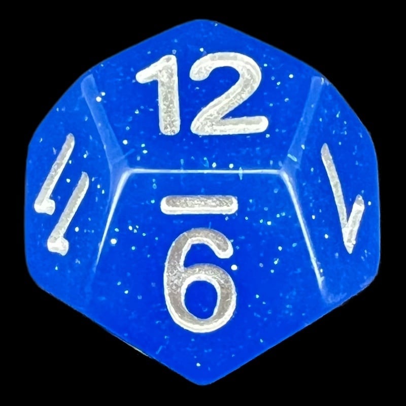 TDSO Translucent Glitter Blue D12 Dice