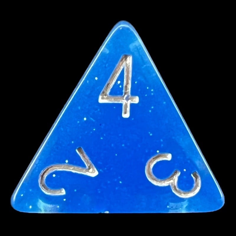 TDSO Translucent Glitter Blue D4 Dice