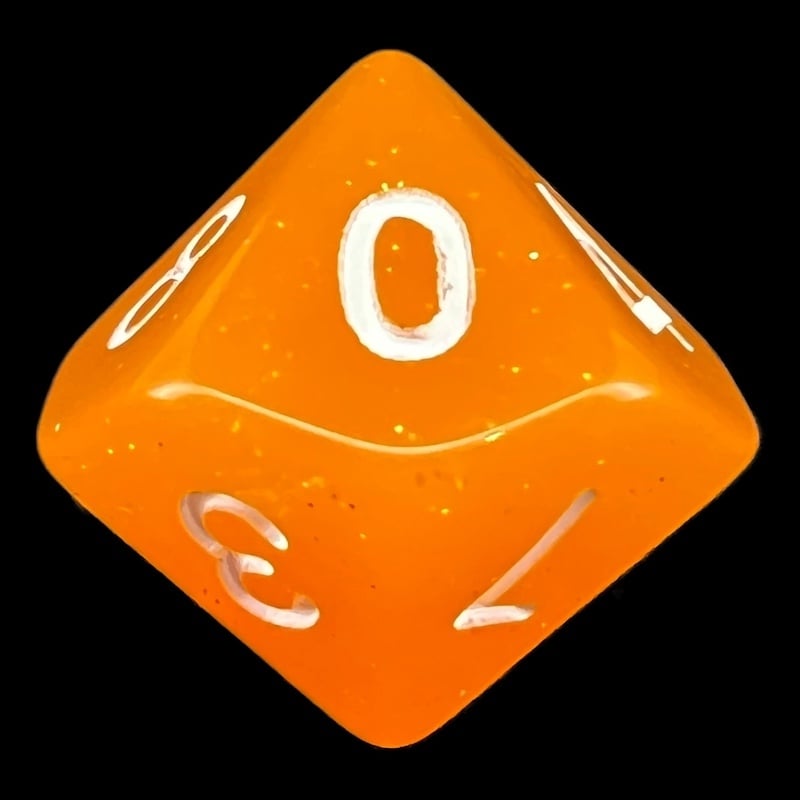 TDSO Translucent Glitter Orange D10 Dice