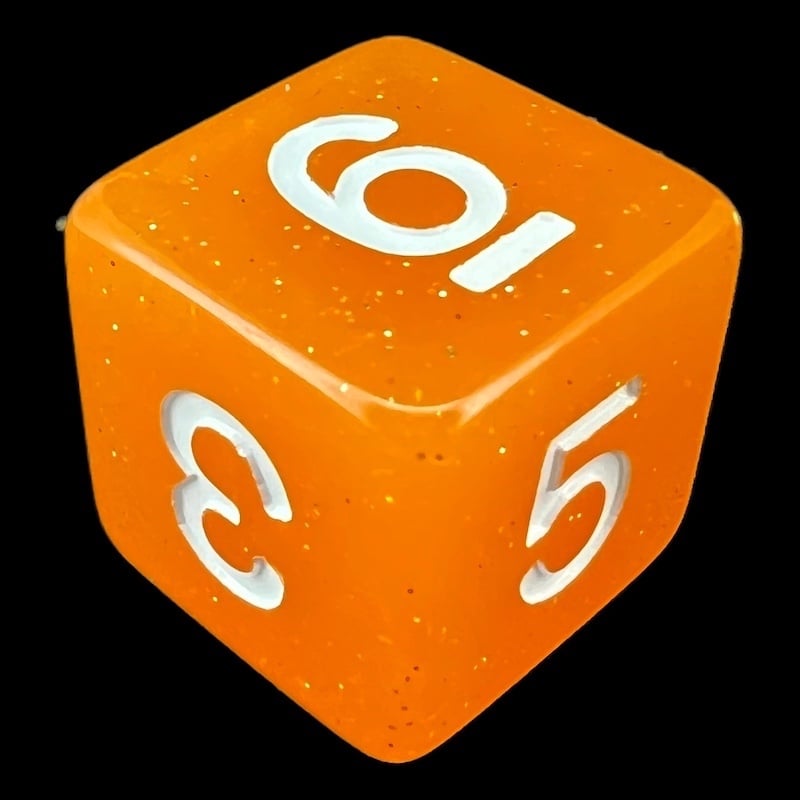 TDSO Translucent Glitter Orange D6 Dice