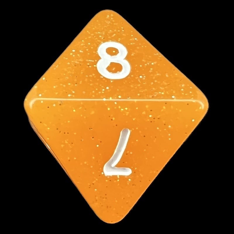 TDSO Translucent Glitter Orange D8 Dice