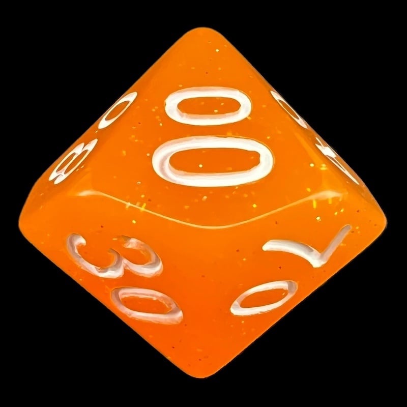 TDSO Translucent Glitter Orange Percentile Dice