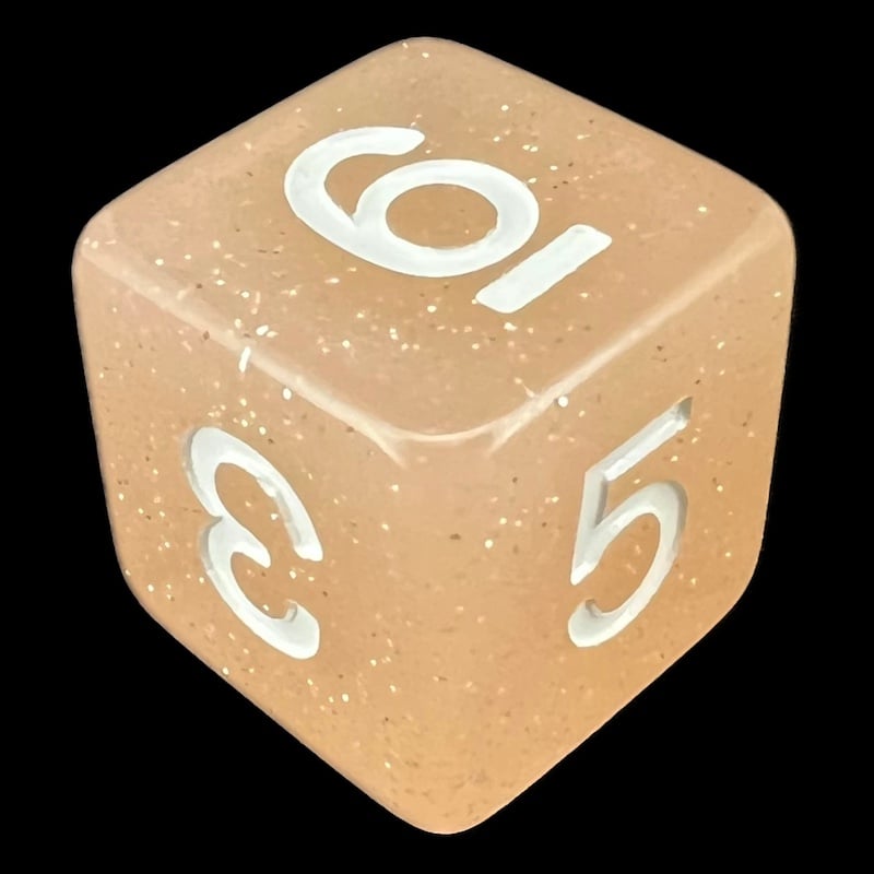 TDSO Translucent Glitter Peach D6 Dice