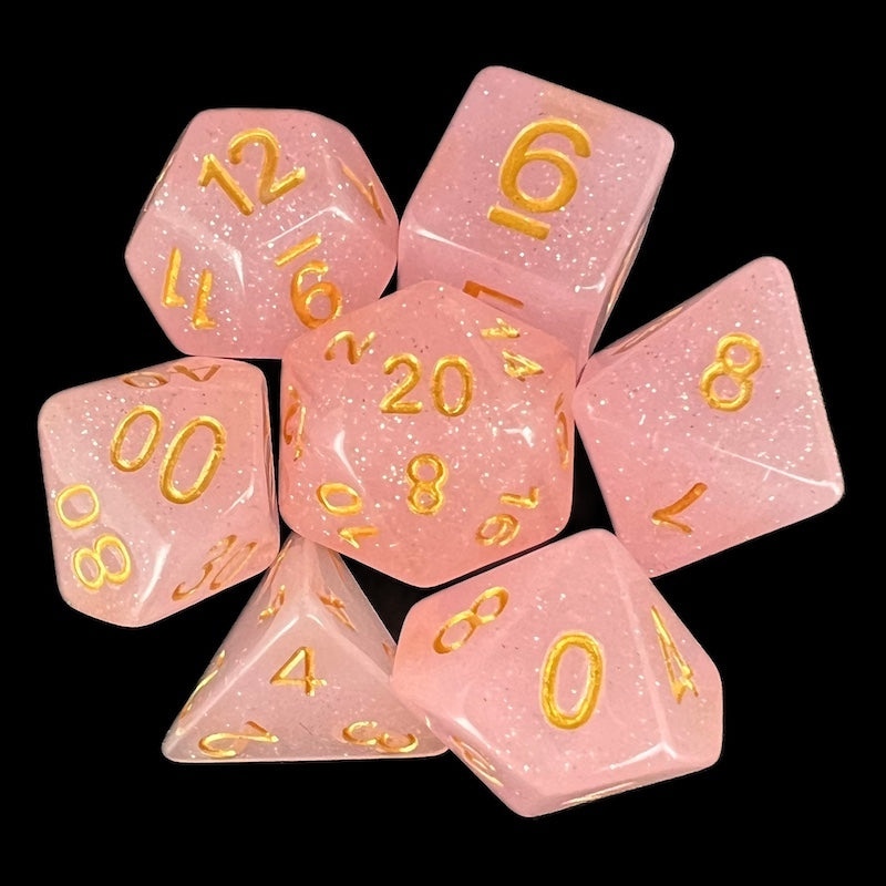 TDSO Translucent Glitter Pink 7 Dice Polyset