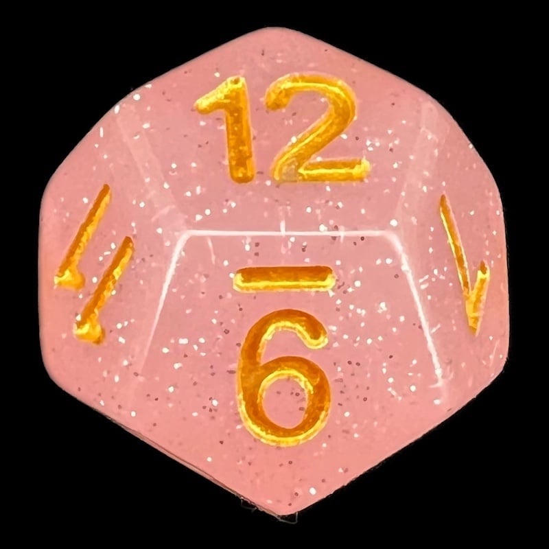 TDSO Translucent Glitter Pink D12 Dice