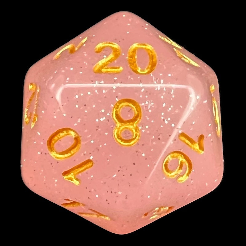 TDSO Translucent Glitter Pink D20 Dice