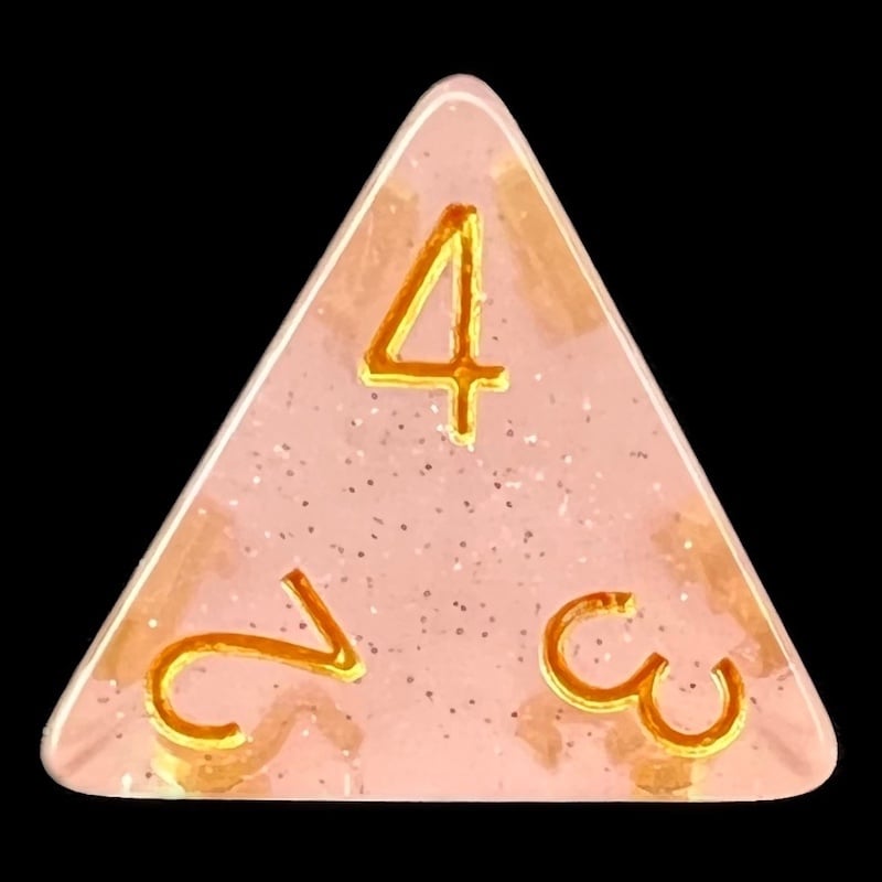 TDSO Translucent Glitter Pink D4 Dice