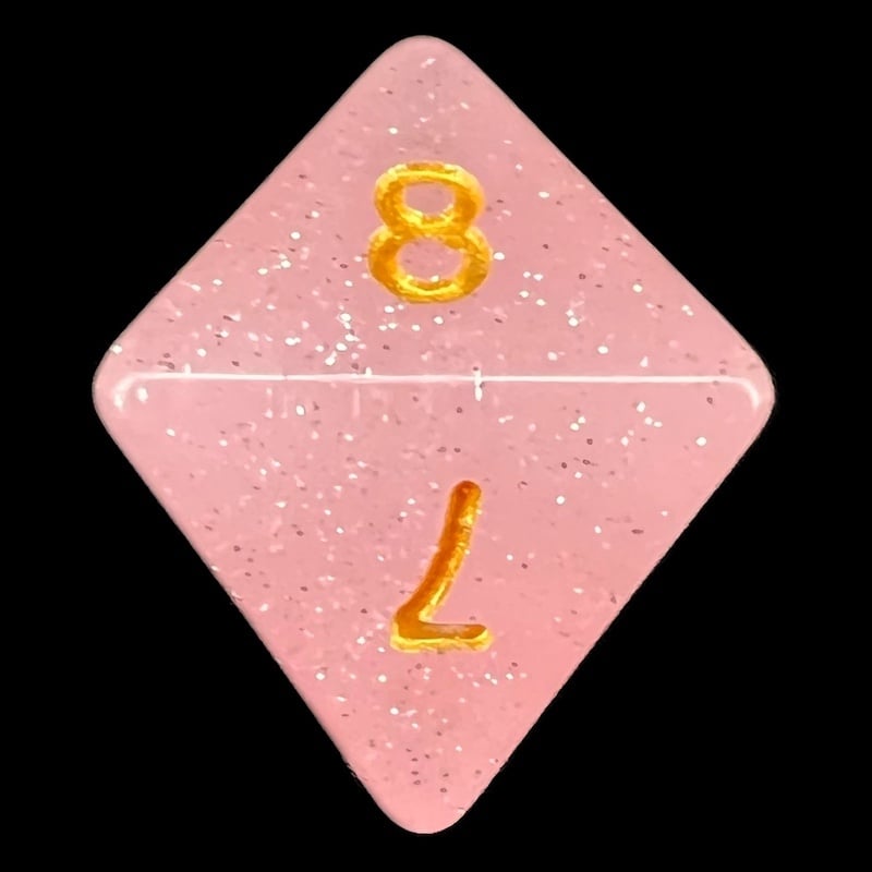 TDSO Translucent Glitter Pink D8 Dice