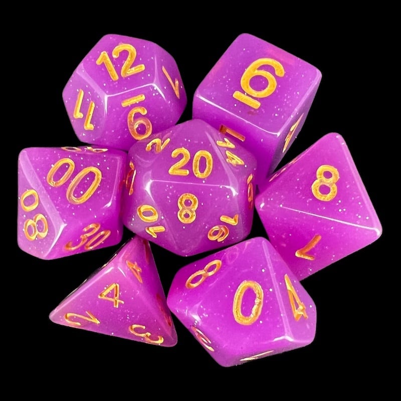 TDSO Translucent Glitter Purple 7 Dice Polyset