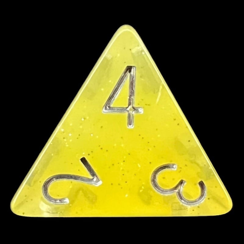 TDSO Translucent Glitter Yellow D4 Dice