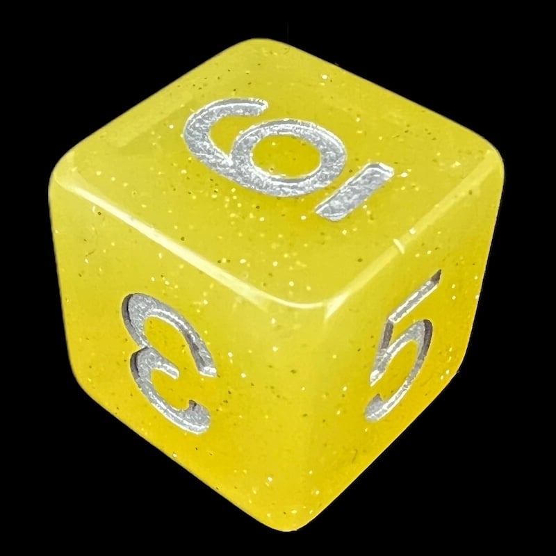 TDSO Translucent Glitter Yellow D6 Dice