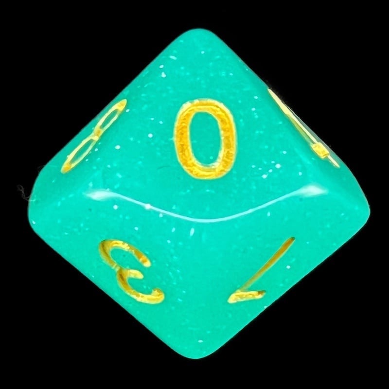 TDSO Translucent Glitter Teal D10 Dice