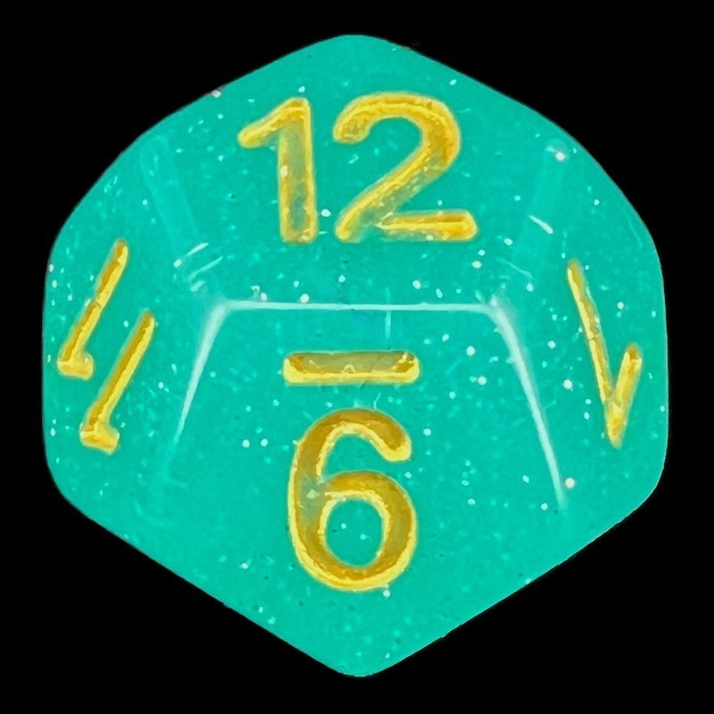 TDSO Translucent Glitter Teal D12 Dice