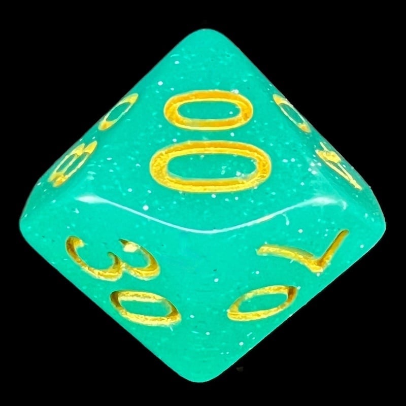 TDSO Translucent Glitter Teal Percentile Dice