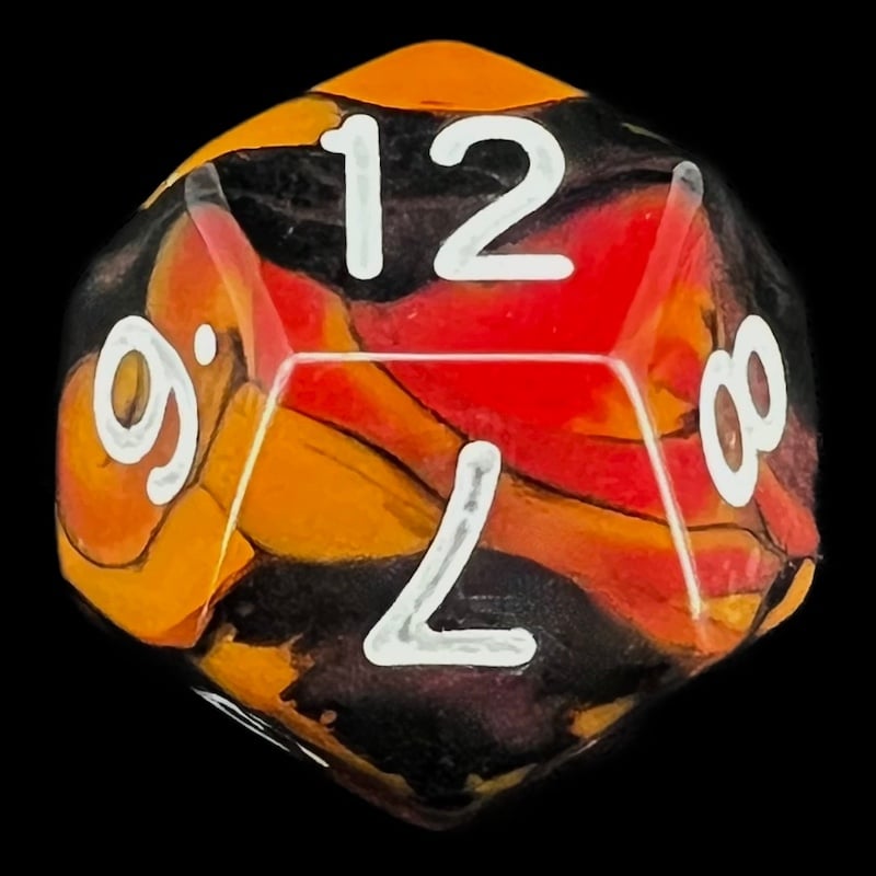 TDSO Trio Black Orange & Red D12 Dice