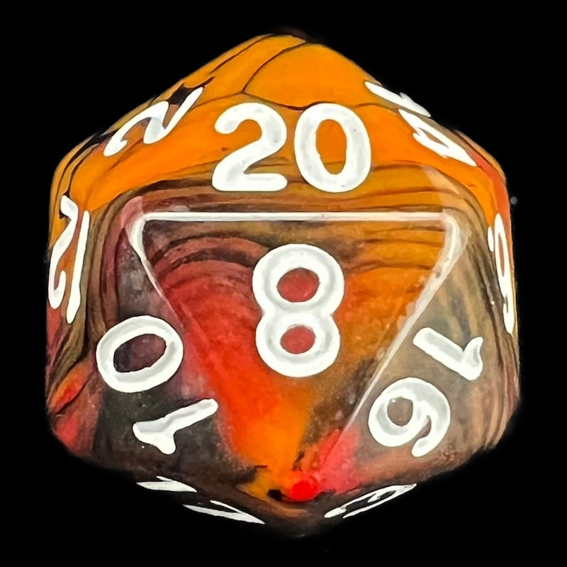 TDSO Trio Black Orange & Red D20 Dice
