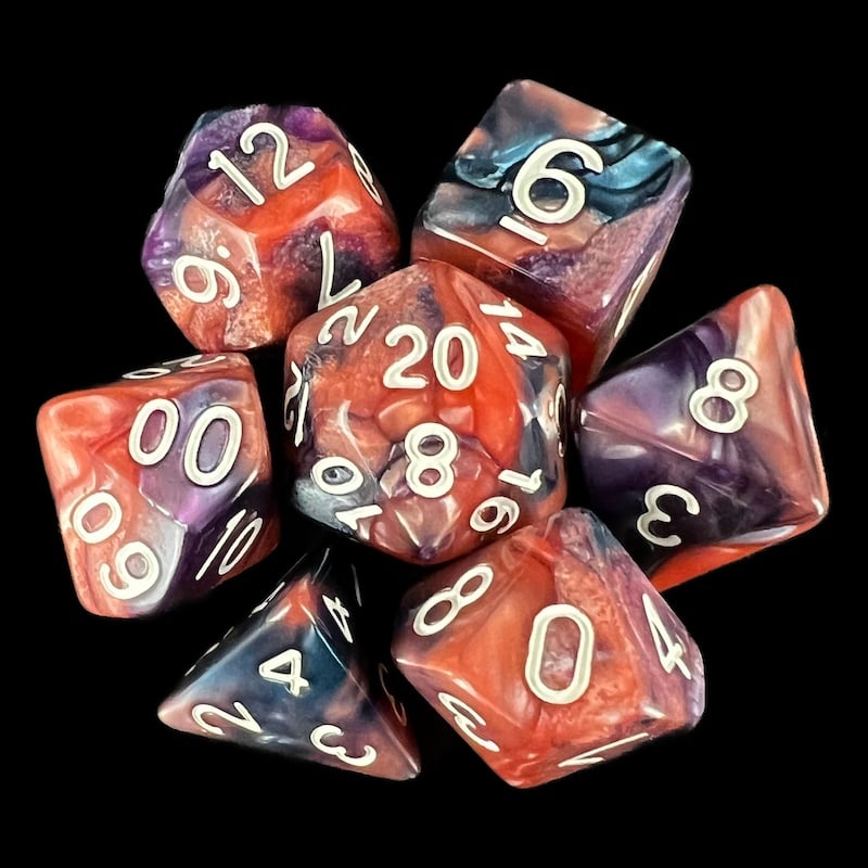 TDSO Trio Pearl Black Pink & Purple 7 Dice Polyset